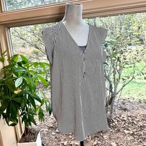 Ann Taylor Loft flowy cap sleeve tank stripe boxy business casual women large